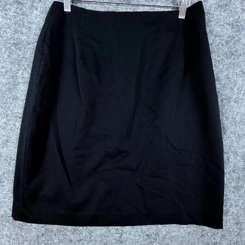 Vintage Simon Ellis Straight & Pencil Skirt Womens 12 Black Back Slit Minimalist